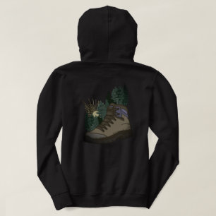 Ik wandel en luister naar de vogels en bijen op de hoodie
