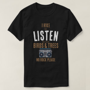 Ik wandel en luister naar de vogels en bijen op de t-shirt