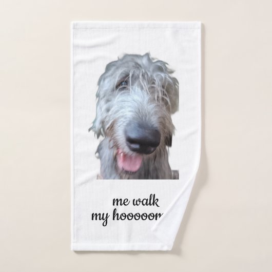 Ik wandel met mijn Hoooooman Ierse Wolfshond Handd Handdoek (Handdoek)