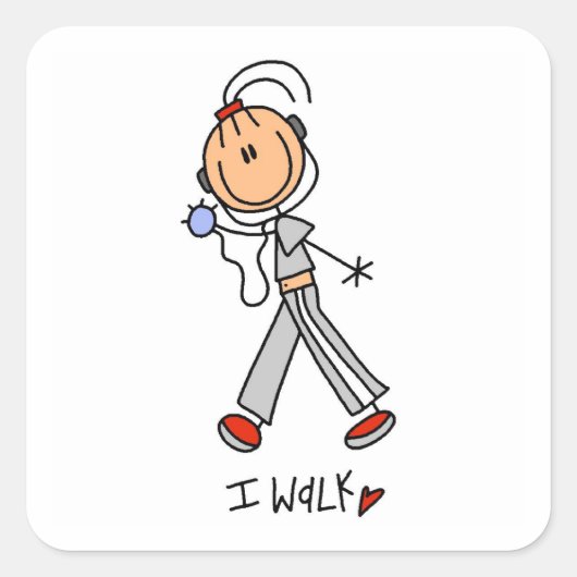 Ik Wandel Vierkante Sticker (Voorkant)