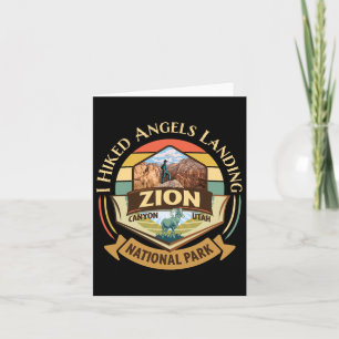 Ik wandelde Angels Landing Zion Retro Sunset D Kaart