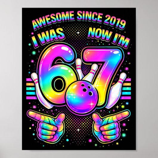 Ik was 6 ik ben 7 bowling verjaardagsfeestje 7e ve poster (Voorkant)