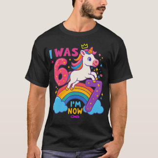 Ik was 6 Nu ben ik 6 7 Eenhoorn 7de verjaardag mei T-shirt