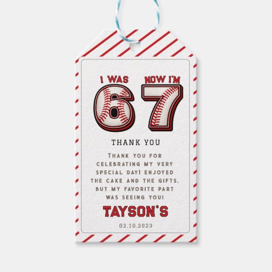 Ik was 6, nu ben ik 7 – Baseball 7de verjaardag Cadeaulabel (Voorkant)