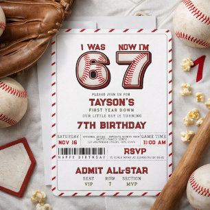 Ik was 6, nu ben ik 7 – Baseball 7de verjaardag Kaart