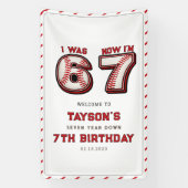 Ik was 6, nu ben ik 7 – Baseball 7e verjaardag Spandoek (Verticaal)