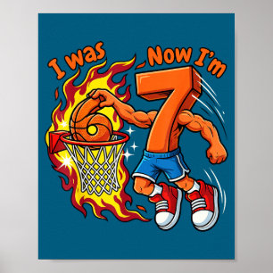 Ik was 6 nu ben ik 7 basketbal 6 7 verjaardag poster
