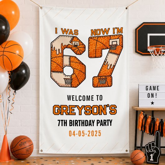 Ik Was 6 Nu Ben Ik 7 Basketbal – 7e Verjaardagsfee Spandoek