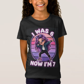 Ik was 6 Nu ben ik 7 Coole meid Dabbing 7de verjaa T-shirt