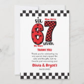 Ik was 6, nu ben ik 7 – Dubbel 7de verjaardagsfees Bedankkaart (Voorkant)