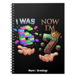 Ik Was 6 Nu Ben Ik 7 Gamer Verjaardag Pixel Blok B Notitieboek
