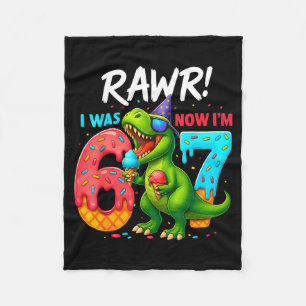 Ik was 6 Nu ben ik 7 Jaar 7e Verjaardag 6-7 T Rex Fleece Deken