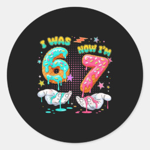 Ik was 6 Nu ben ik 7 Jaar Oud Verjaardag Zes Zeven Ronde Sticker