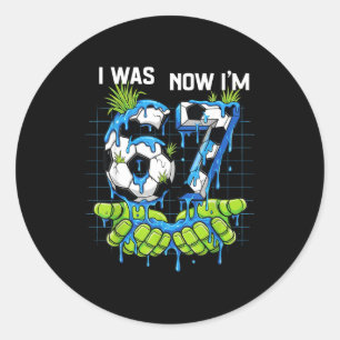Ik was 6 nu ben ik 7 jaar oude verjaardag jongen z ronde sticker