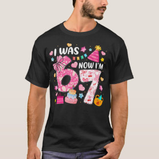 Ik was 6 nu ben ik 7 jaar verjaardag 6 7 verjaarda t-shirt
