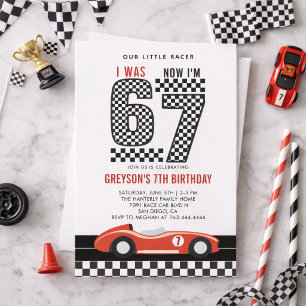 Ik Was 6 Nu Ben Ik 7 Race Auto Jongen 7de Verjaard Kaart