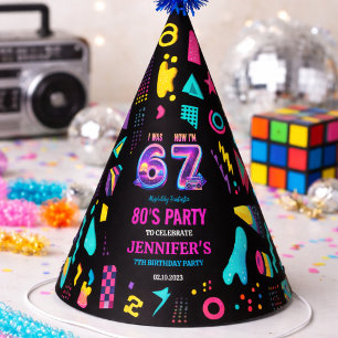 Ik was 6 Nu ben ik 7 Retro Neon 7e verjaardag voor Feesthoedjes