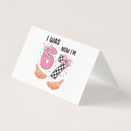 Ik was 6 nu ben ik 7 schattige verjaardagsnummers kaart (Voorkant)