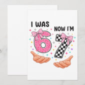 Ik was 6 nu ben ik 7 schattige verjaardagsnummers kaart (Voorkant / Achterkant)