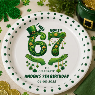 Ik was 6 Nu ben ik 7 St. Patrick's Day Jongen Verj Papieren Bordje