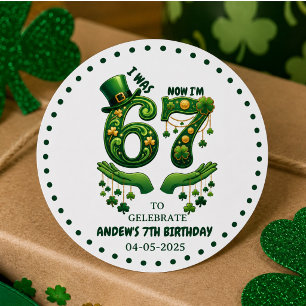 Ik Was 6 Nu Ben Ik 7 St. Patrick's Day Jongen Verj Ronde Sticker