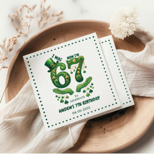 Ik Was 6 Nu Ben Ik 7 St. Patrick's Day Jongen Verj Servet