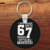 Ik was 6 nu ben ik 7 tiener 7e verjaardag sleutelhanger (Voorkant)