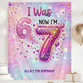 Ik was 6 Nu ben ik 7 Verjaardagsbanner 6 7 Verjaar Wandkleed