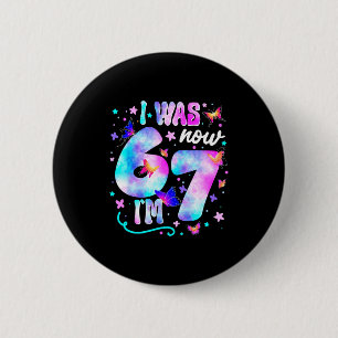 Ik was 6 Nu ben ik 7 Vlinder 7e verjaardag Meisjes Ronde Button 5,7 Cm