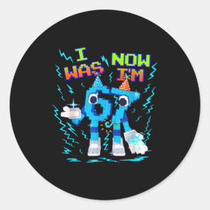Ik was 6 nu ben ik 7 Zes Zeven Grappige Verjaardag Ronde Sticker