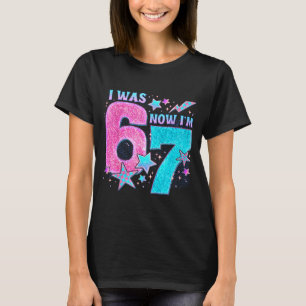 Ik was 6 nu ben ik 7 zes zeven leuk 7e verjaardag t-shirt