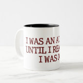 Ik was een atheïst tweekleurige koffiemok (Voorkant links)