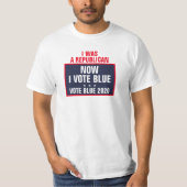 Ik was een Republikein nu ik stem voor Blauwe 2020 T-shirt (Voorkant)