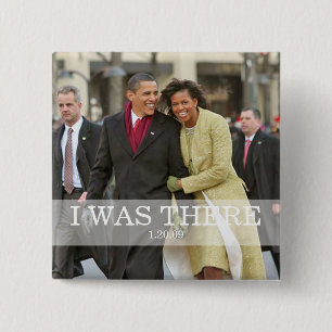 IK WAS ER: President Barack en Michelle Obama Vierkante Button 5,1 Cm