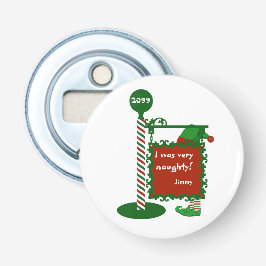 "Ik was erg stout" of "goed" kerstkerstfeest Button Flesopener