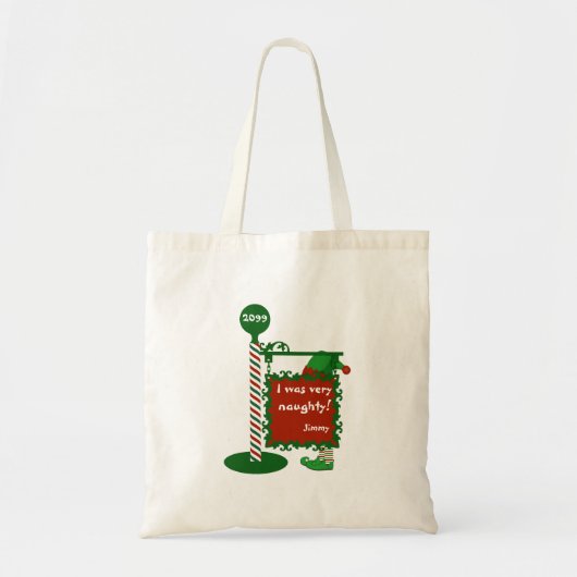 "Ik was erg stout" of "goed" kerstman Bud. Tote Bag (Voorkant)