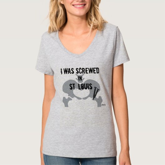 "Ik was genaaid in St. Louis" PAO V-nek T-shirt (Voorkant)