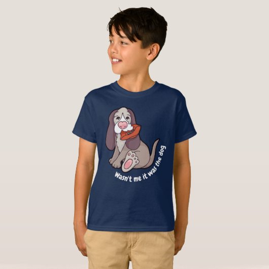 Ik was het niet, het was de hond barst bal grafisc t-shirt (Voorkant volledig)