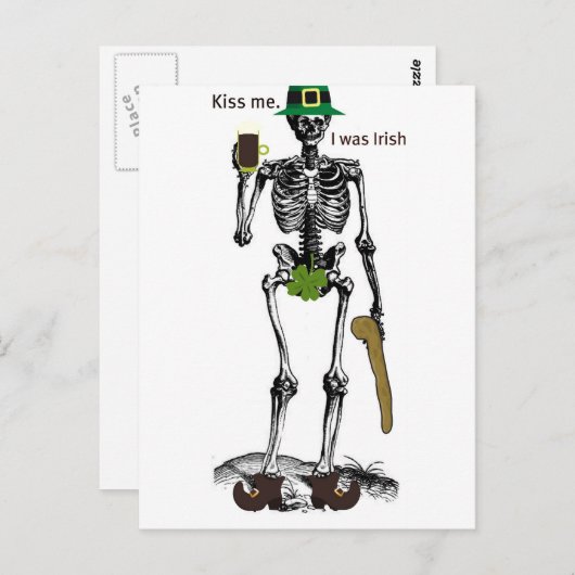 IK WAS IRISH SKELETON PRINT BRIEFKAART (Voorkant / Achterkant)
