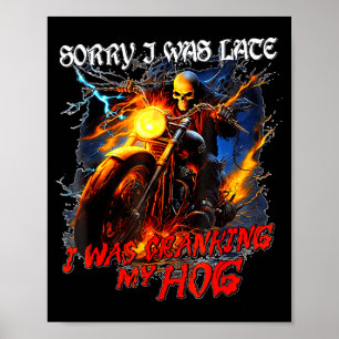 Ik was mijn varken grappig skelet biker aan het op poster
