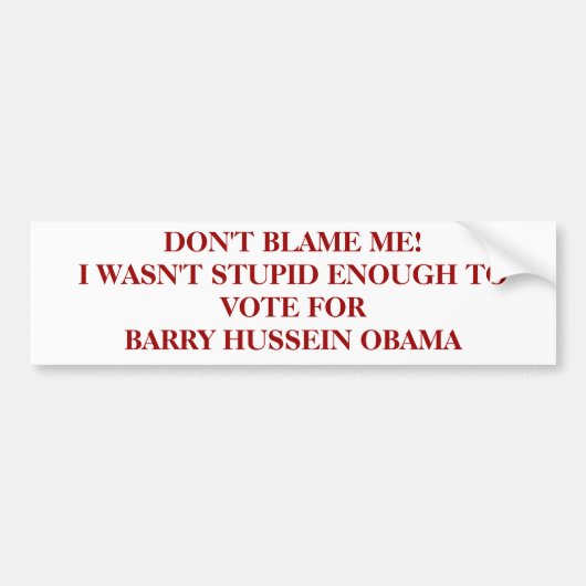 IK WAS NIET GENOEG OM TE STEMMEN... BUMPERSTICKER (Voorkant)