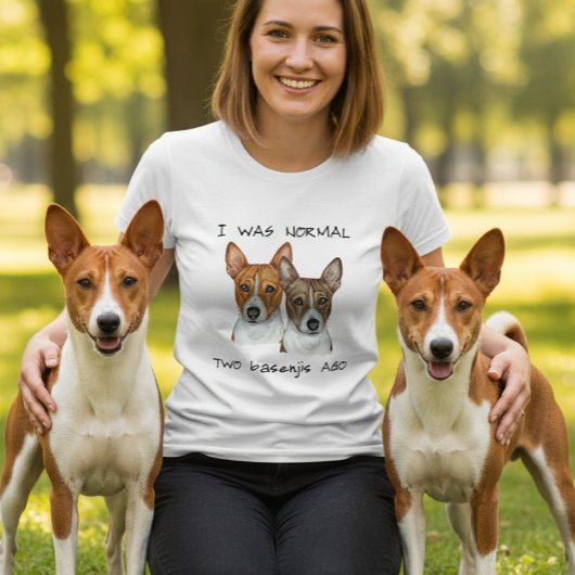 Ik was normaal twee Basenjis Ago Waterverf T-shirt