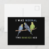 Ik was normaal twee boedgies Ago Budgie Bird Briefkaart (Voorkant / Achterkant)