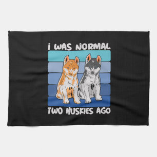 Ik was normaal twee Huskies Ago Shiba Dog Theedoek