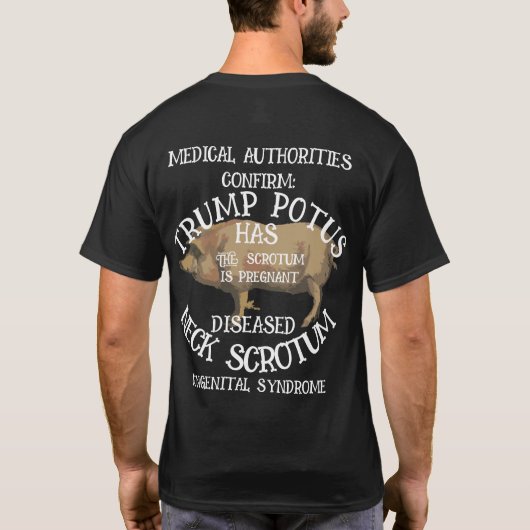 IK WAS PISSIG IN PETE HEGSETH'S SHAMPOO FLES TRUMP T-SHIRT (Achterkant)