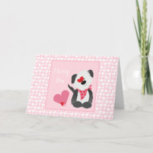 Ik Wauw Jou Puppy Hart Patroon Roze Wit Kaart