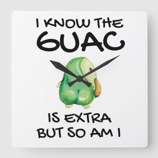 Ik weet dat de Guac extra is, maar ik ook... Vierkante Klok (Voorkant)