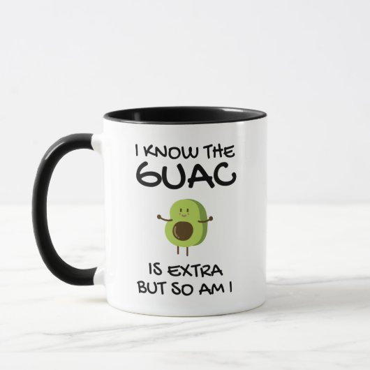 Ik weet dat de Guac extra is, maar ook de koffie-M Mok (Links)