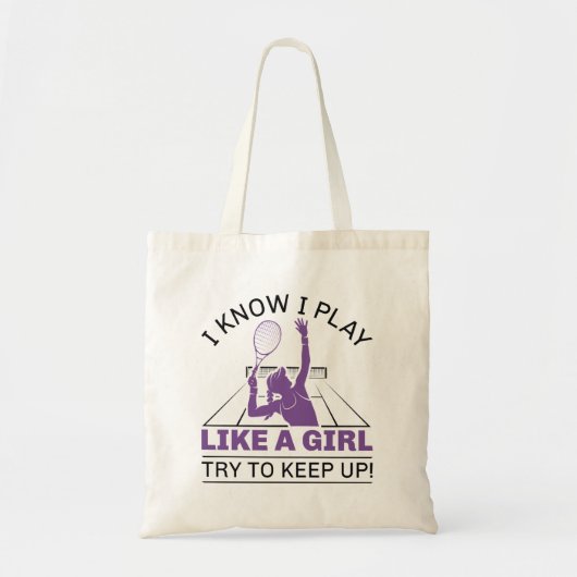 Ik weet dat ik als een meisje speel tote bag (Voorkant)