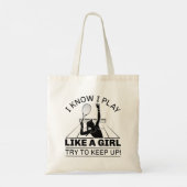 Ik weet dat ik als een meisje speel tote bag (Achterkant)
